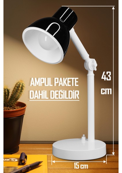 Akrobat Masa Lambası Retro Model Kablolu Elektrikli Ders Çalışma Lamba Kitap Okuma Işığı Siyah Kml