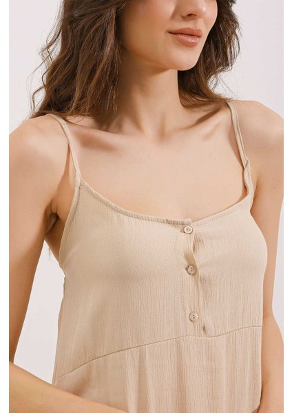 2403 Askılı Midi Elbise - Krem modelleri