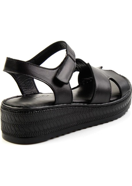 Siyah Leather Kadın Sandalet K05552008503