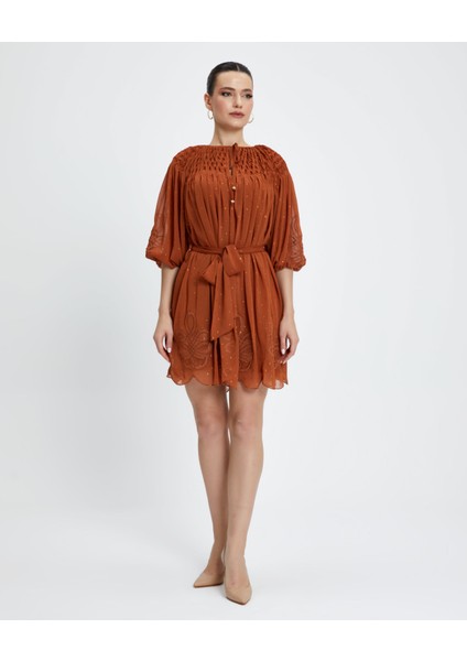 Şık Kadın Tunik - Yakası Bağlamalı - Kemerli - Modern Tasarım - Özel Gün ve Davet Için Tunik