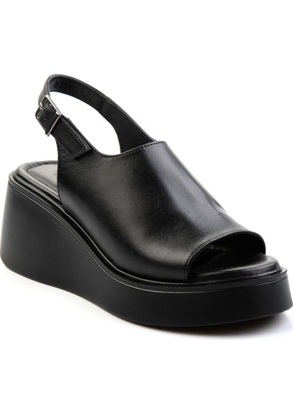 Siyah Leather Kadın Sandalet K05359032103 fiyatları