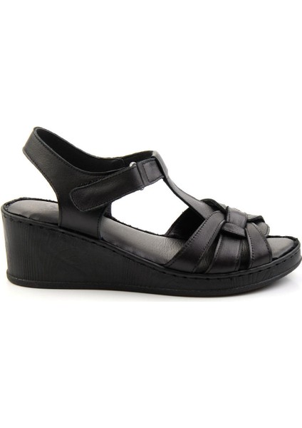 Siyah Leather Kadın Sandalet K05552000503
