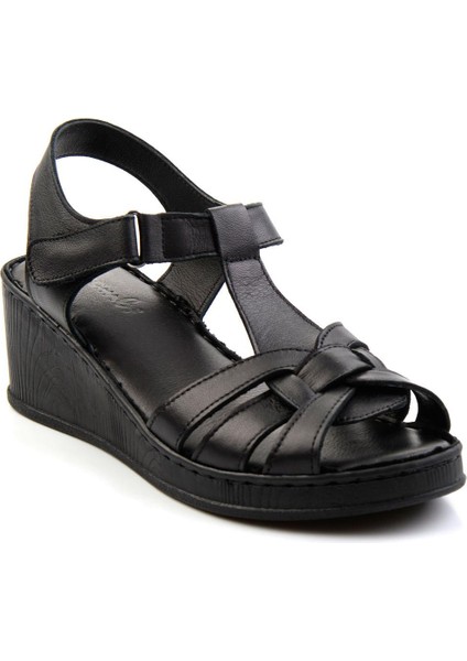 Siyah Leather Kadın Sandalet K05552000503