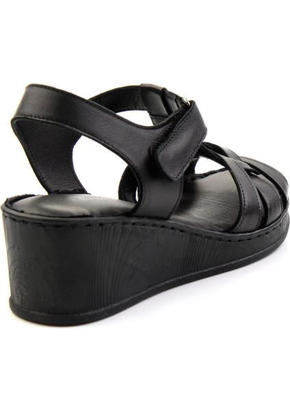 Siyah Leather Kadın Sandalet K05552000503