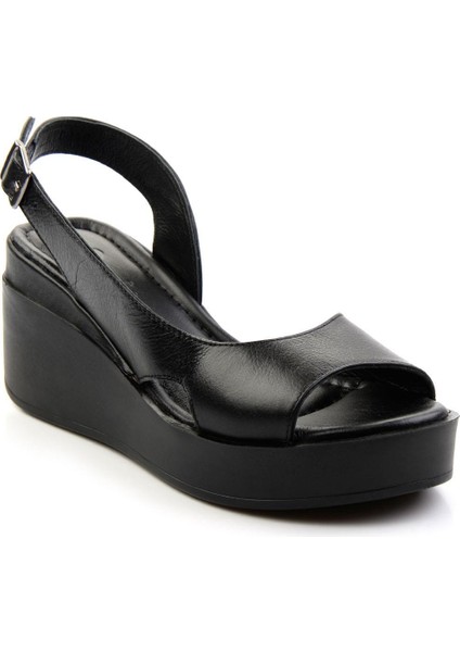 Siyah Leather Kadın Sandalet K05359032503