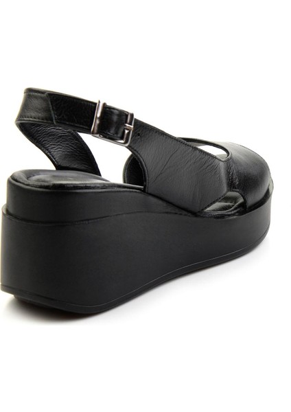 Siyah Leather Kadın Sandalet K05359032503
