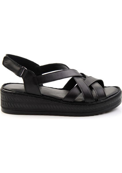 Siyah Leather Kadın Sandalet K05552000803