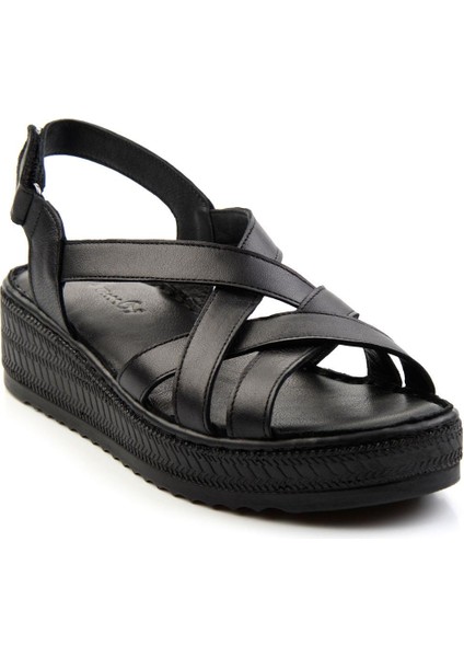 Siyah Leather Kadın Sandalet K05552000803 fiyatları