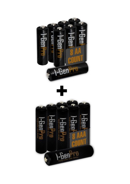 I-Gen P178 16'lı Paket Pro Şarjlı Pil 8 Adet AA Pro 2950 mAh Şarjlı Kalem Pil + 8 Adet AAA Pro 1100 mAh Şarjlı İnce Kalem Pil 1.2V NI-MH