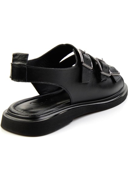 Siyah Leather Kadın Sandalet K05359032403 modelleri