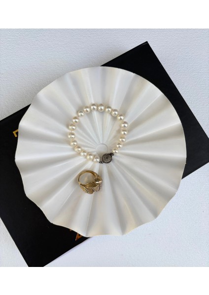 20 cm Dekoratif Kum Desenli Dalgalı Tabak, Takı Tabağı