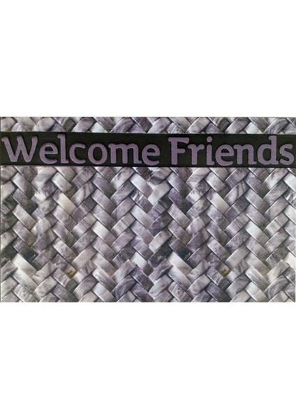 Home Mozaik Kapı Paspas 45X75CM Welcome Friends Örgü Kauçuk Taban Flok Baskı Kaymaz Taban 1 Adet