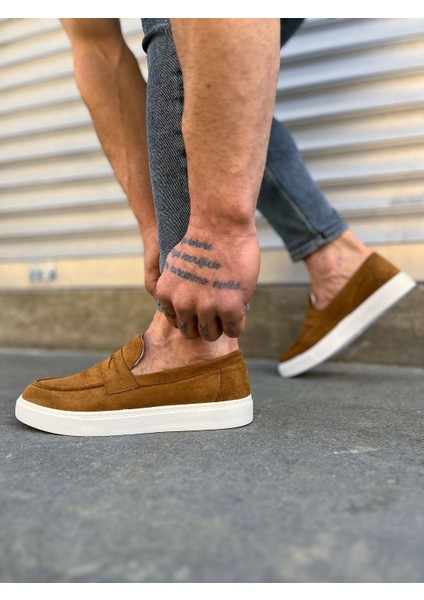 JY180 Estilo x Bağcıksız Süet Erkek Günlük Spor Klasik Ayakkabı - Taba