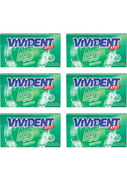45 Dk Cüzdan Sakız Yeşil Naneli 26 gr x 6 Adet