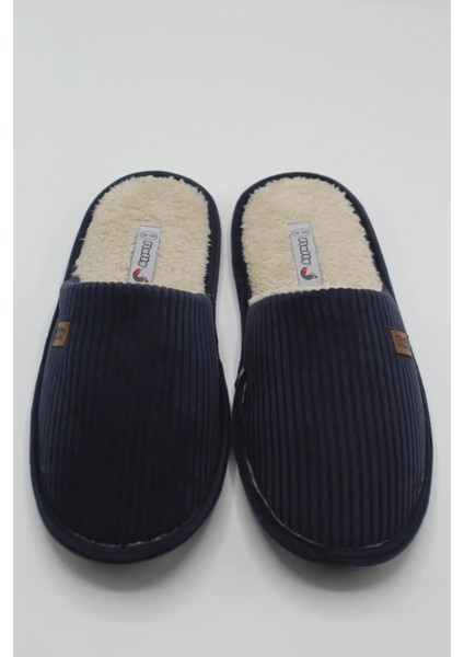 Erkek Sessiz ve Kaydırmaz Taban, Sıcak,mevsimlik, Içi Peluş, Fitilli Kadife Çanak Terlik