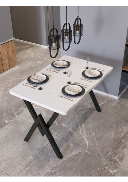 Yemek Masası Avenza Living 80*120 Kütük Model Metal Ayak Mutfak Ofis Balkon Dekoratif Masa (SUNTALAMDAN ÜRETİLMİŞTİR)