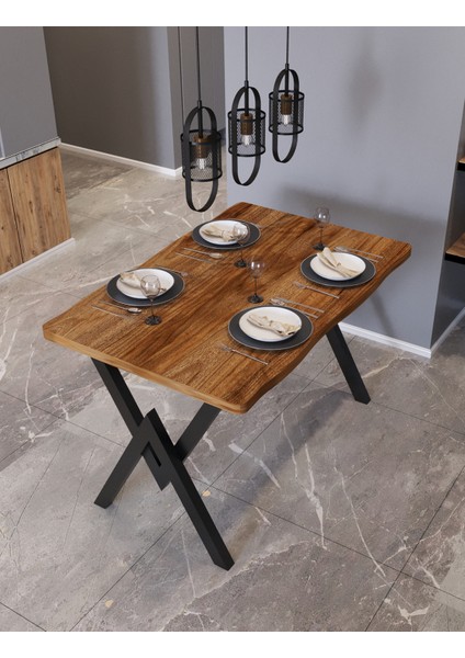 Yemek Masası Avenza Living 80*120 Kütük Model Metal Ayak Mutfak Ofis Balkon Dekoratif Masa modelleri