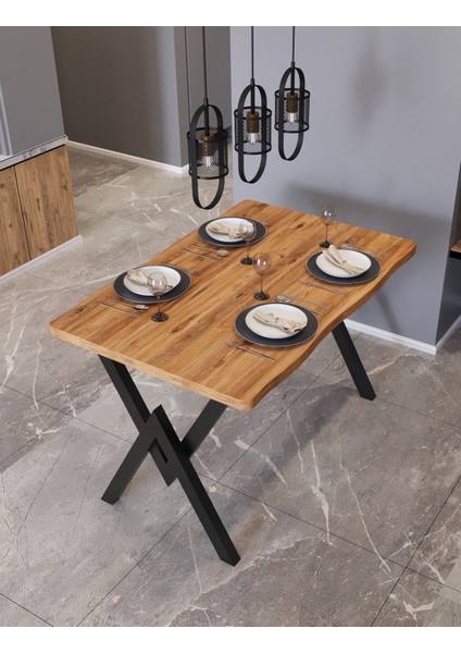 Yemek Masası Avenza Living 80*120 Kütük Model Metal Ayak Mutfak Ofis Balkon Dekoratif Masa