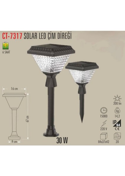 Güneş Enerjili Çim Direği-Bahçe Aydınlatma fiyatları