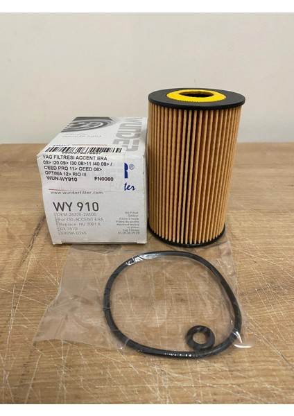 Wunder WY910 Yağ Filtresi Accent Era 09> I20 09> I30 08>11 I40 08> Ceed Pro 11> Ceed 08> Optıma 12> Rıo Iıı