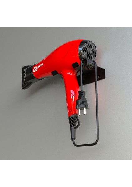 Metal Fön Makinesi Tutacağı Siyah Dekoratif Modern Saç Kurutma Makinesi Tutacağı Askılıklı fırsatları