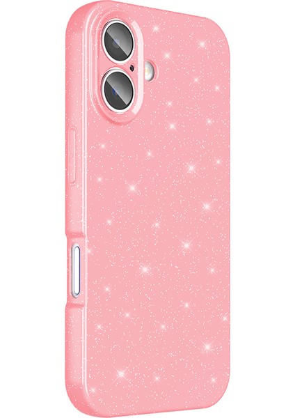 iPhone 16 Plus Uyumlu Kılıf Koton Simli Lila + Ekran Koruyucu