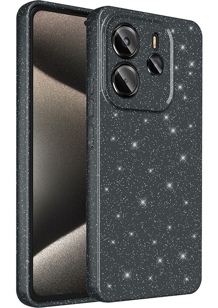 Xiaomi Note 14 Uyumlu Kılıf Koton Simli Siyah