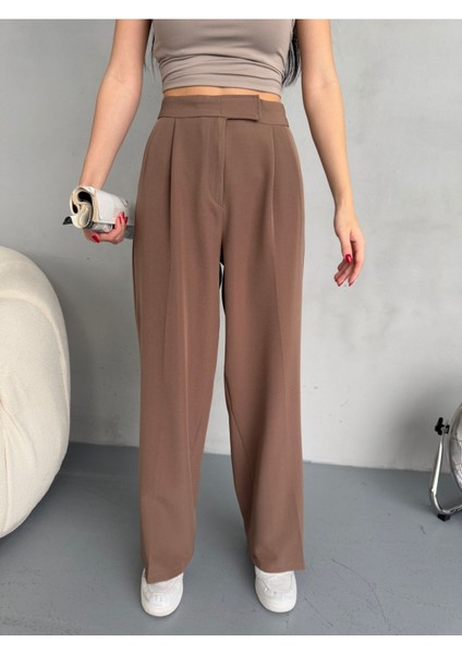 Kadın Cırt Kapama Geniş Paça Palazzo Kumaş Pantolon