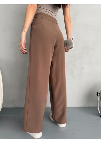 Kadın Cırt Kapama Geniş Paça Palazzo Kumaş Pantolon fırsatları
