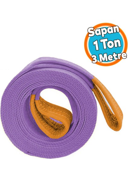 Yük Kaldırma Sapan Lila Renk Polyester Spanzet 1 Ton 3 Metre Sağlam Taşıma Indirme Araç Çekme Halat