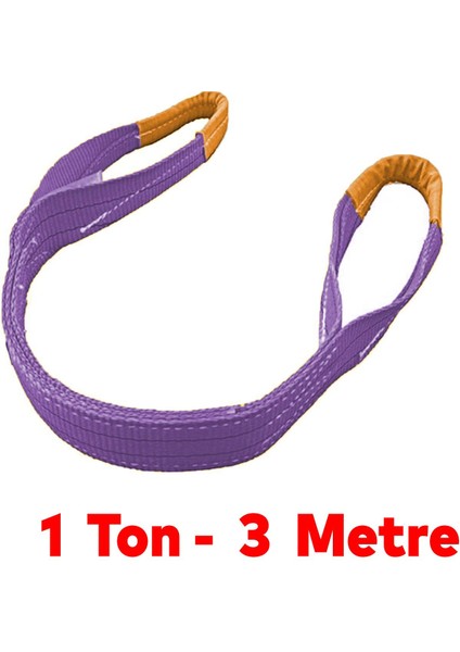 Yük Kaldırma Sapan Lila Renk Polyester Spanzet 1 Ton 3 Metre Sağlam Taşıma Indirme Araç Çekme Halat