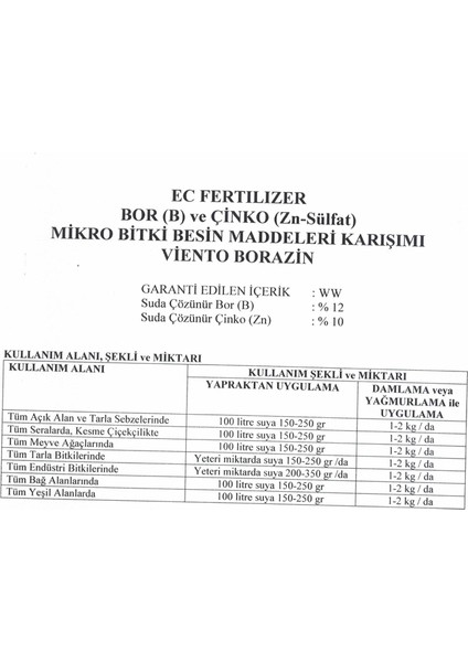 Borazin 1kg Bor ve Çinko Karışımı fiyatları