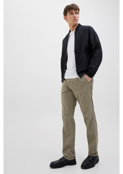 Pamuk ve Keten Karışımlı Relaxed Fit Normal Bel Pantolon Erkek Pantolon 12274977