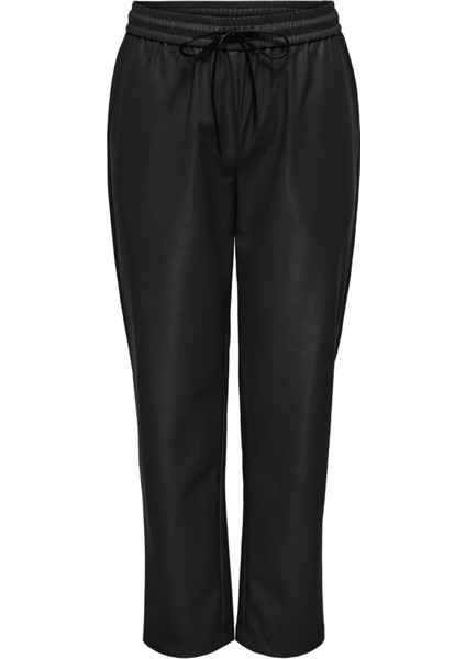 Onlhero Loose Fit Yüksek Bel Bağcıklı Deri Pantolon Bayan Pantolon 15331694