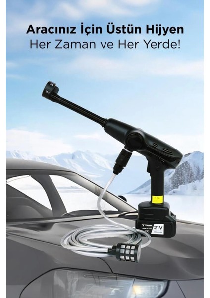 Çİft Akülü Şarjlı Yüksek Basınçlı Oto Araba Bahçe Yıkama,temizleme Su Tabancası