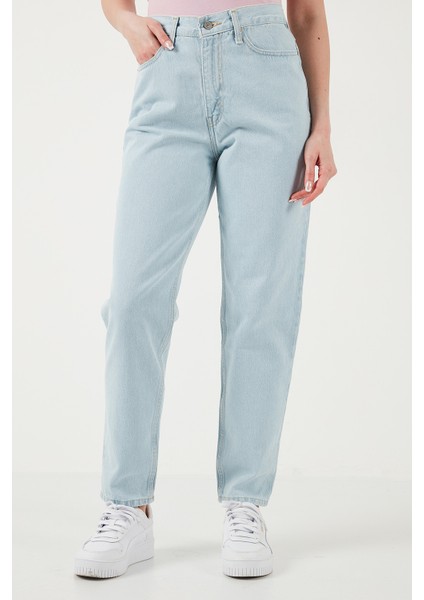 80S Mom Pamuklu Mom Fit Yüksek Bel Düz Paça Jeans Bayan Kot Pantolon A9385 modelleri