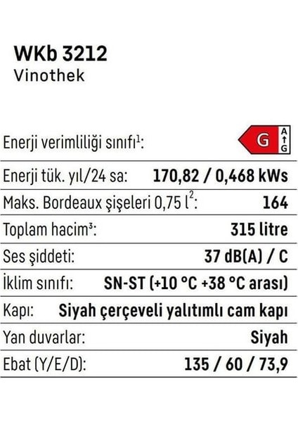 Wkb 3212 Vinothek Şarap Saklama Dolabı fırsatları