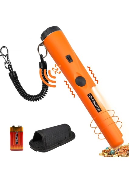 Metal Bulucu-Dedektörü 360° Hassas Tarama LED El Fener Taşınabilir Kılıflı Profesyonel + Pil Hediye