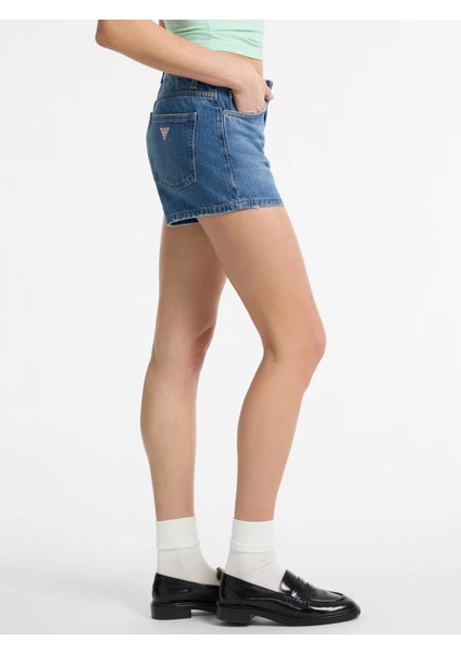 Guess Kadın Mavi Yüksek Bel Vintage Jean Şort