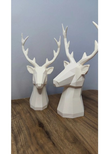 2 Li Set Geyik Figürlü Modern Dekoratif Hediyelik Biblo Kemik Beyazı 22CM/19CM modelleri