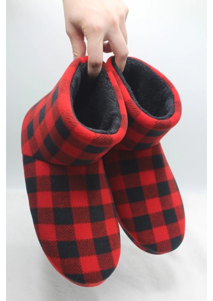 Polar Ekose Baskılı, Içi Peluş, Kalın ve Kaydırmaz Taban Erkek Ev Pandufu Botu modelleri