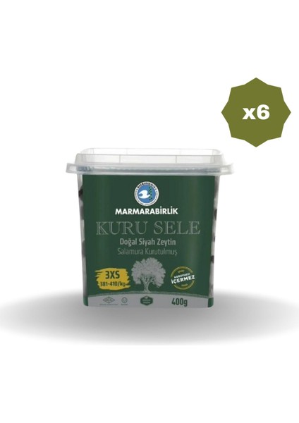 Zeytin 381-410 Lüks Kuru Sele Pet 400 gr - (6 Adet)