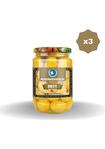 Zeytin Yeşil 141-160 Kokteyl 400 gr - (3 Adet)