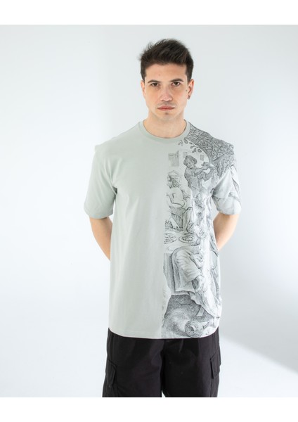 Oversıze Unisex Baskılı T-Shırt Grey fiyatları