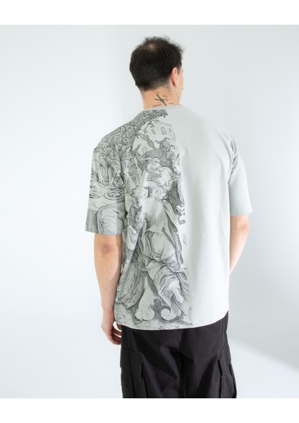 Oversıze Unisex Baskılı T-Shırt Grey indirimleri
