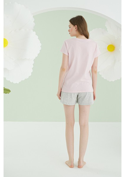 Pembe Strawberry Şortlu Pijama Takımı