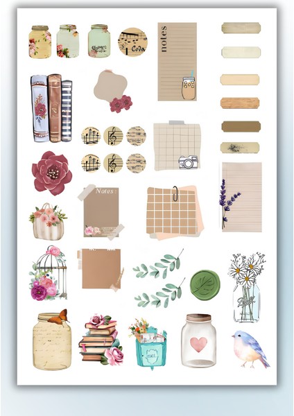 5'li Vintage Sticker Planner Ajanda Bullet Journal Için Uygun Set indirimleri