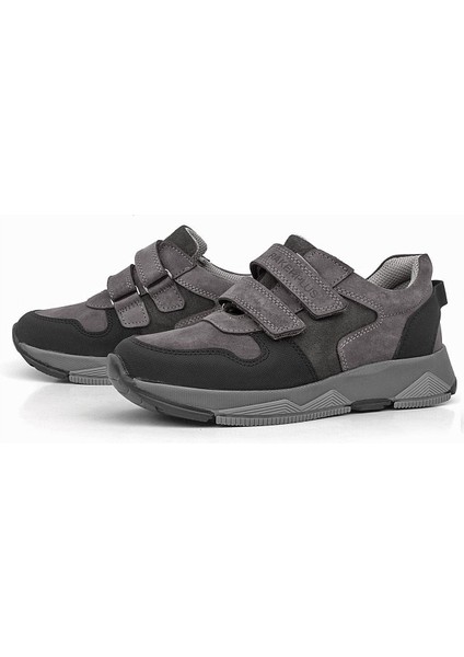 Hakiki Deri Gri Çocuk Sneakers Spor Ayakkabı indirimleri