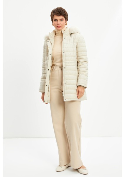 Bej Kapitone Kapüşonlu Mont fiyatları