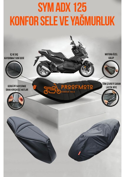 Sym Adx 125 Konfor Sele ve Yağmurluk Kılıf